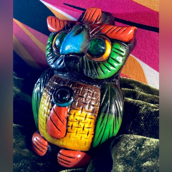 Aztec Death Whistle Owl | Colorful Hand Made Mexican Pottery - Picture 2 of 12